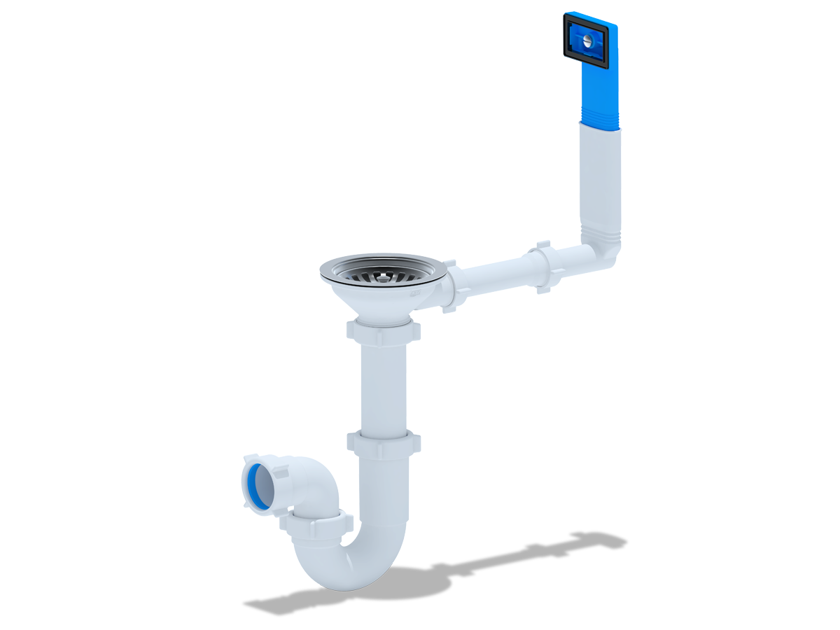 Сифон для мойки АНИ Пласт D0145 3 1/2 дюйма 40 прямоточный с жестким переливом