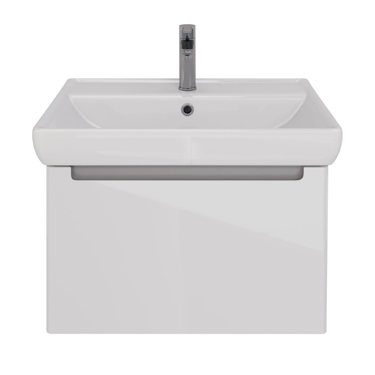 Тумба Lemark BUNO MINI 70 см под 1 раковину, подвесная, 1 ящик, цвет планки: Серый, цвет корпуса, фа