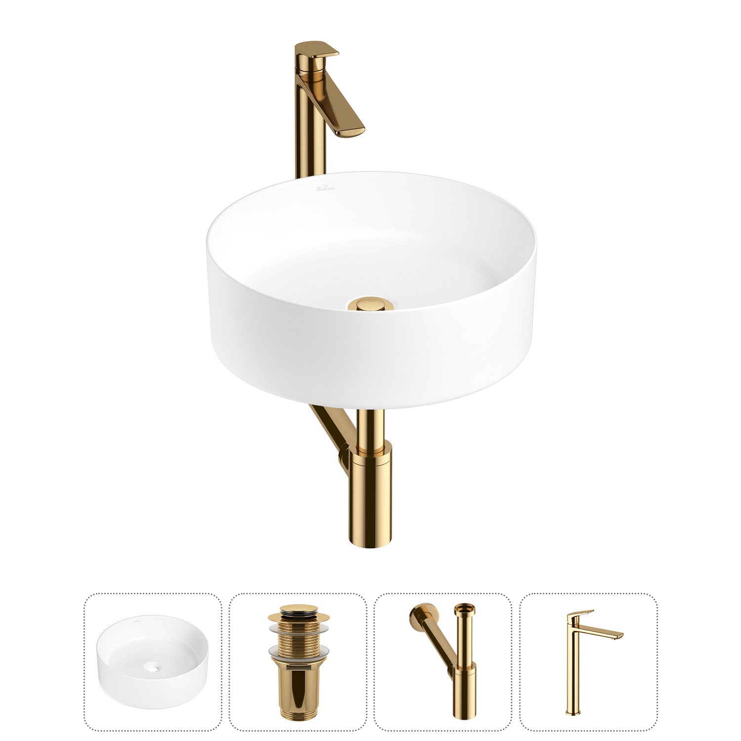 Накладная раковина для ванной комнаты Wellsee Belle Spa 20212151R в наборе 4 в 1: раковина белый гля