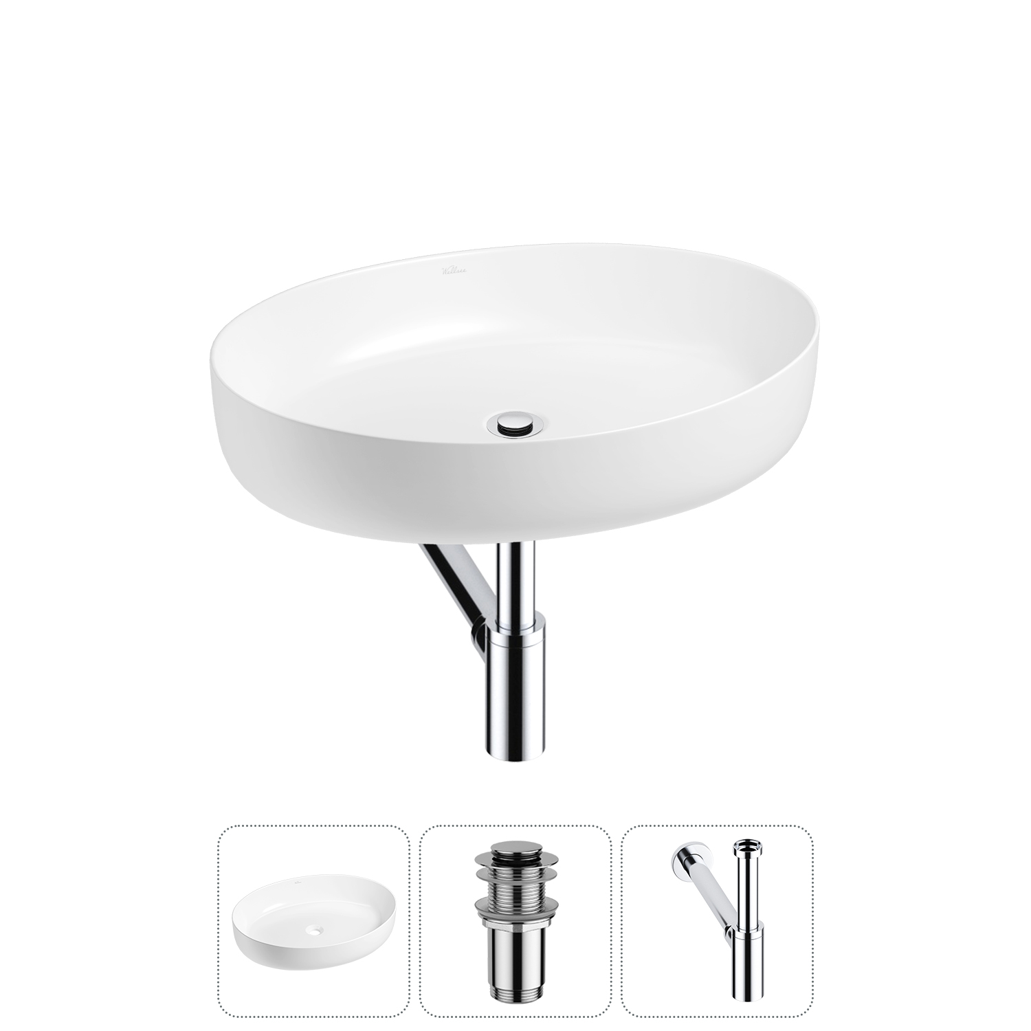 Накладная раковина для ванной комнаты Wellsee Belle Spa 3.0 20212665R в наборе 3 в 1: раковина белый