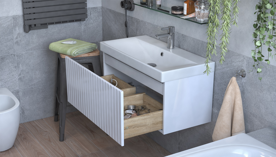 Тумба под раковину VELVEX Компо/Compo 800-0-1 (9696) навесная белый глянец