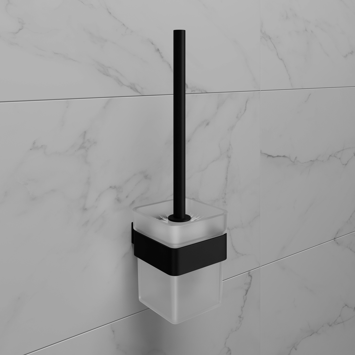 Ершик для унитаза SMOOTH LINE с держателем, черный