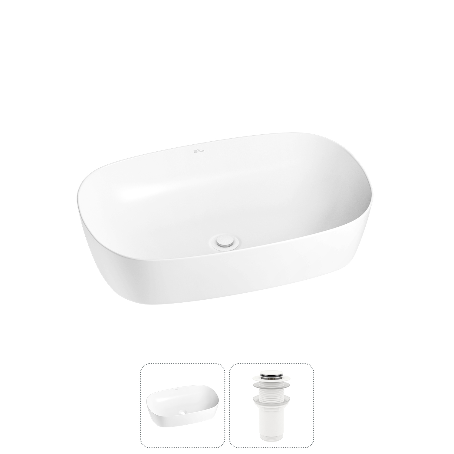 Накладная раковина для ванной комнаты Wellsee Ground Breaking 20212352R в наборе 2 в 1: раковина бел