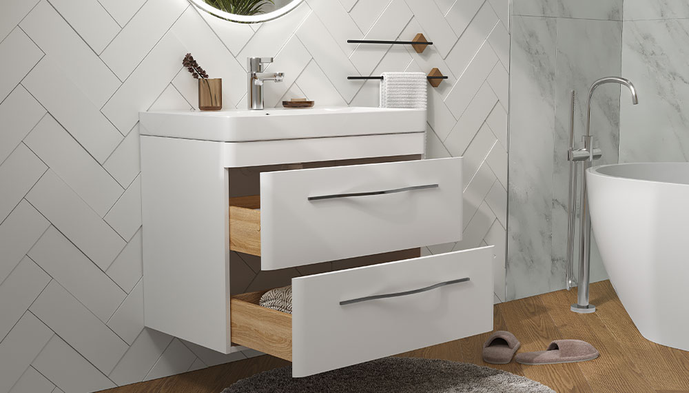 Тумба под раковину VELVEX Jill 800-0-2 (9595) навесная белый матовый