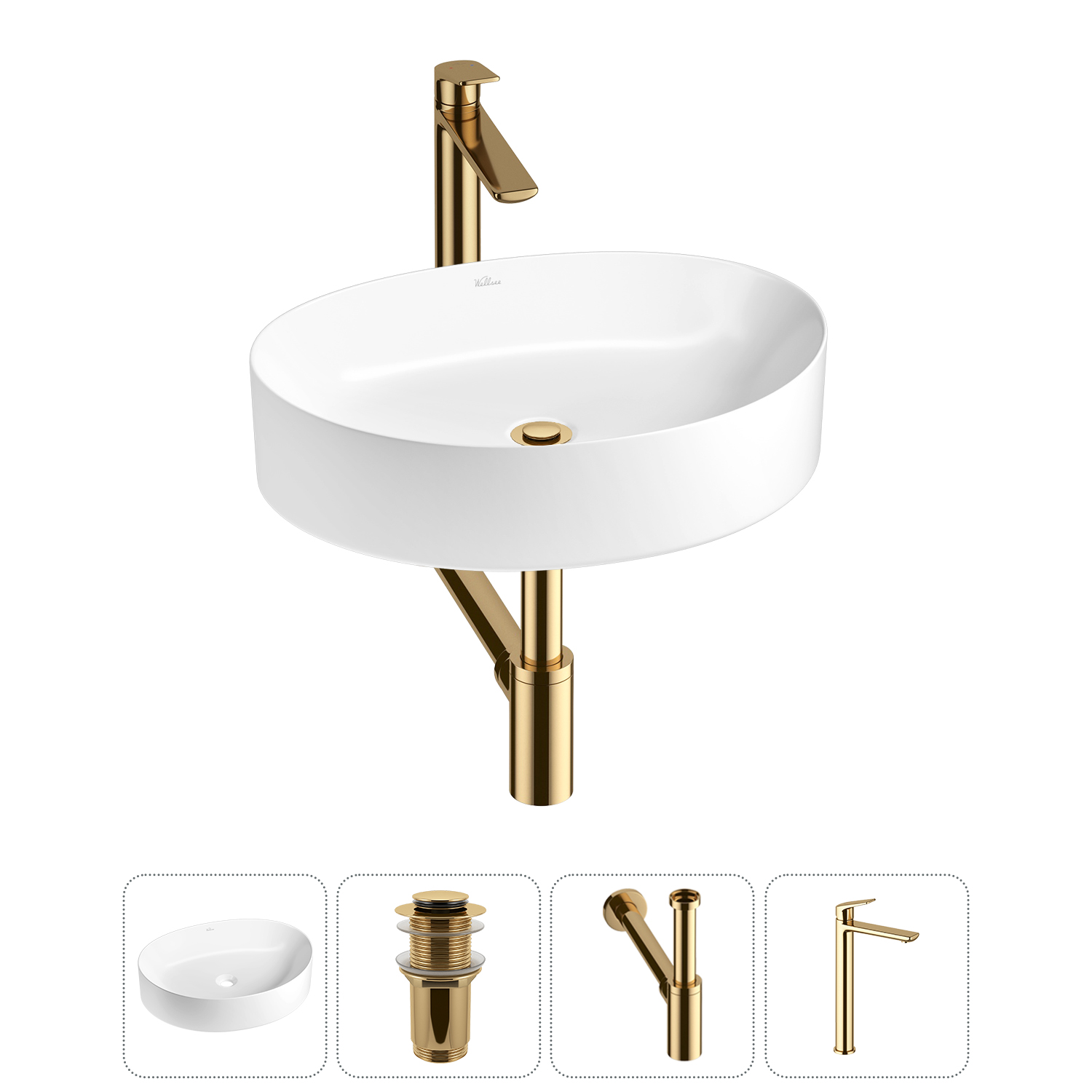 Накладная раковина для ванной комнаты Wellsee Belle Spa 2.0 20212587R в наборе 4 в 1: раковина белый