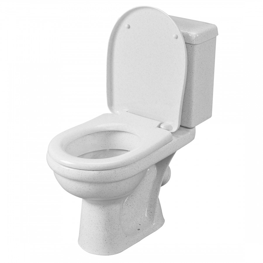 Унитаз-компакт "Визит" косой выпуск, с 1-реж. кнопочной арм.  и сид. п/п "Уклад,крап на белом. SANTE Унитаз-компакт "Визит" косой выпуск, с 1-реж. кнопочной арм.  и сид. п/п "Уклад,крап на белом. SANTE