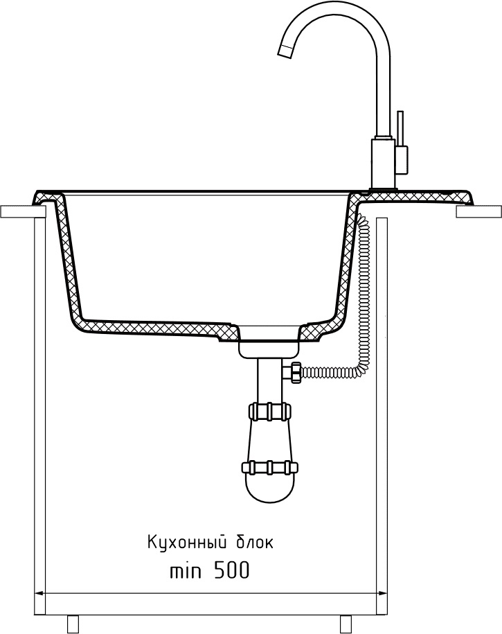 GranFest QUARZ (ECO-58) Мойка чаша+кр 620*480 (серый)