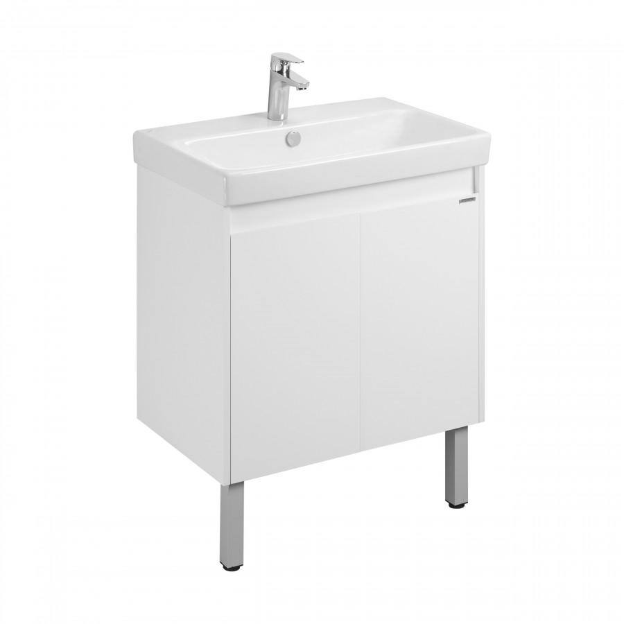 Тумба СКАНДИ DOORS 70, универс., 2 дв., белый глянец/белый матовый (под раковину АДРИАНА 70)