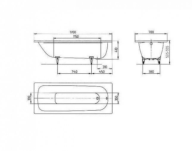 Ванна стальная KALDEWEI SANIFORM PLUS 363 белая 1700x700мм (111800010001)
