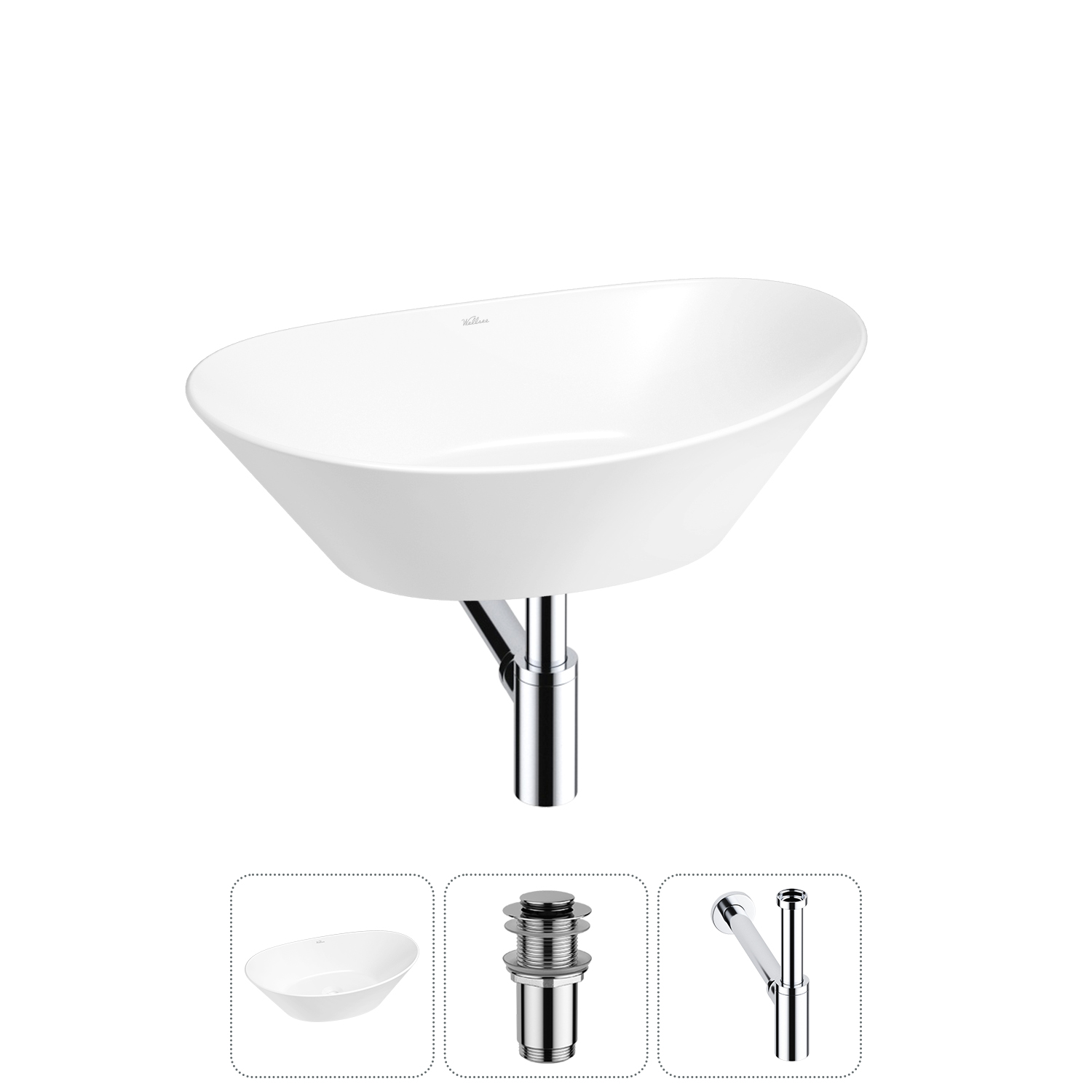 Накладная раковина для ванной комнаты Wellsee Dulcet Tones 20212237R в наборе 3 в 1: раковина белый 