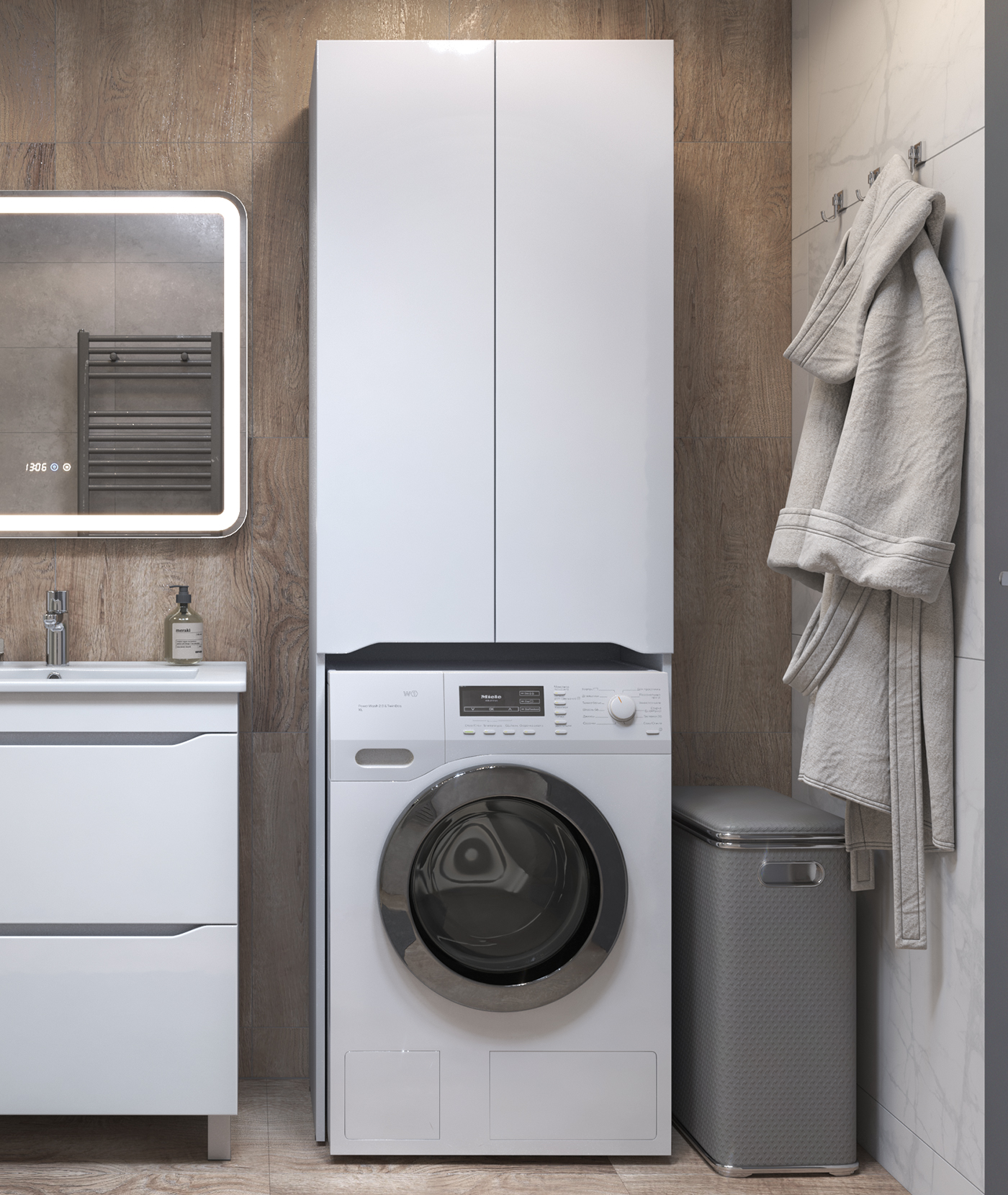 Шкаф для стиральной машины VIGO Grani 640 напольный белый (036) Шкаф для стиральной машины VIGO Grani 640 напольный белый (036)