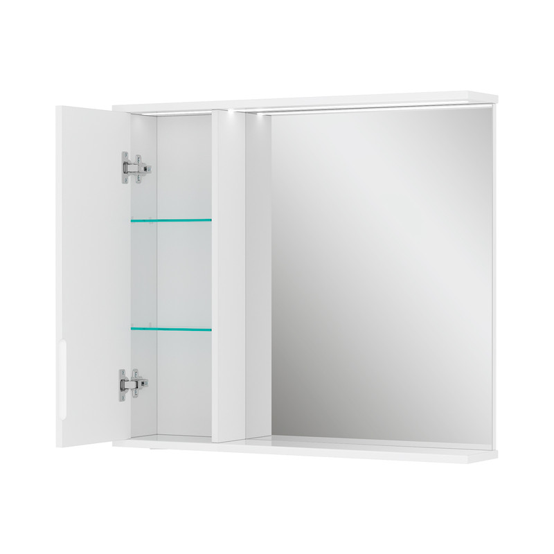 Зеркало-шкаф Lake 80, с LED подсветкой, левый, белый, VOLNA