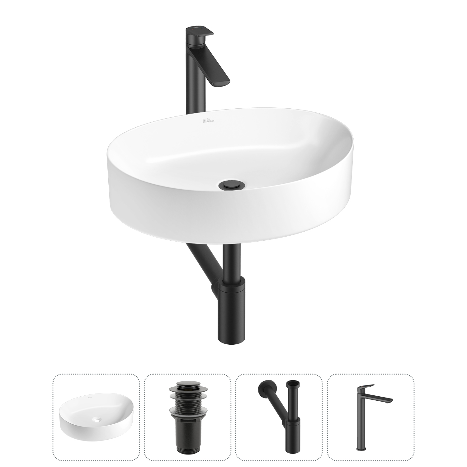 Накладная раковина для ванной комнаты Wellsee Belle Spa 2.0 20212586R в наборе 4 в 1: раковина белый