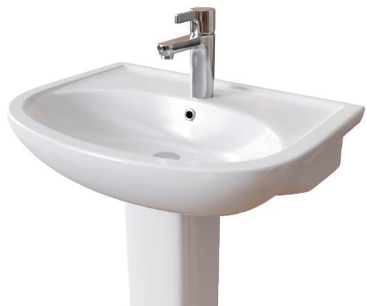 Раковина с пьедесталом EKOKERAMA SONATA 0112/0201 белый касабланка 617х486мм (EK112201К)