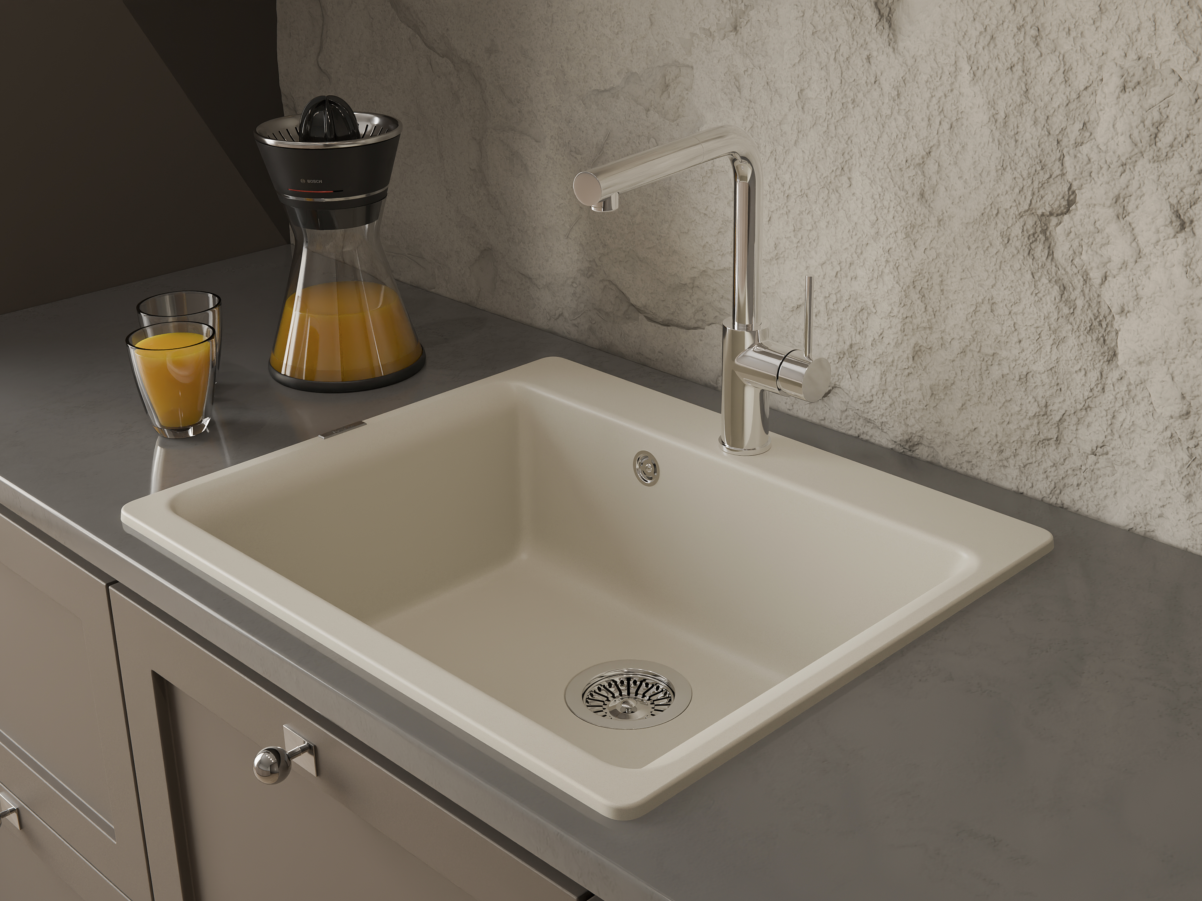 RIVELATO Мойка AXEL 60  1-чаша 630*520мм beige scuro арт.