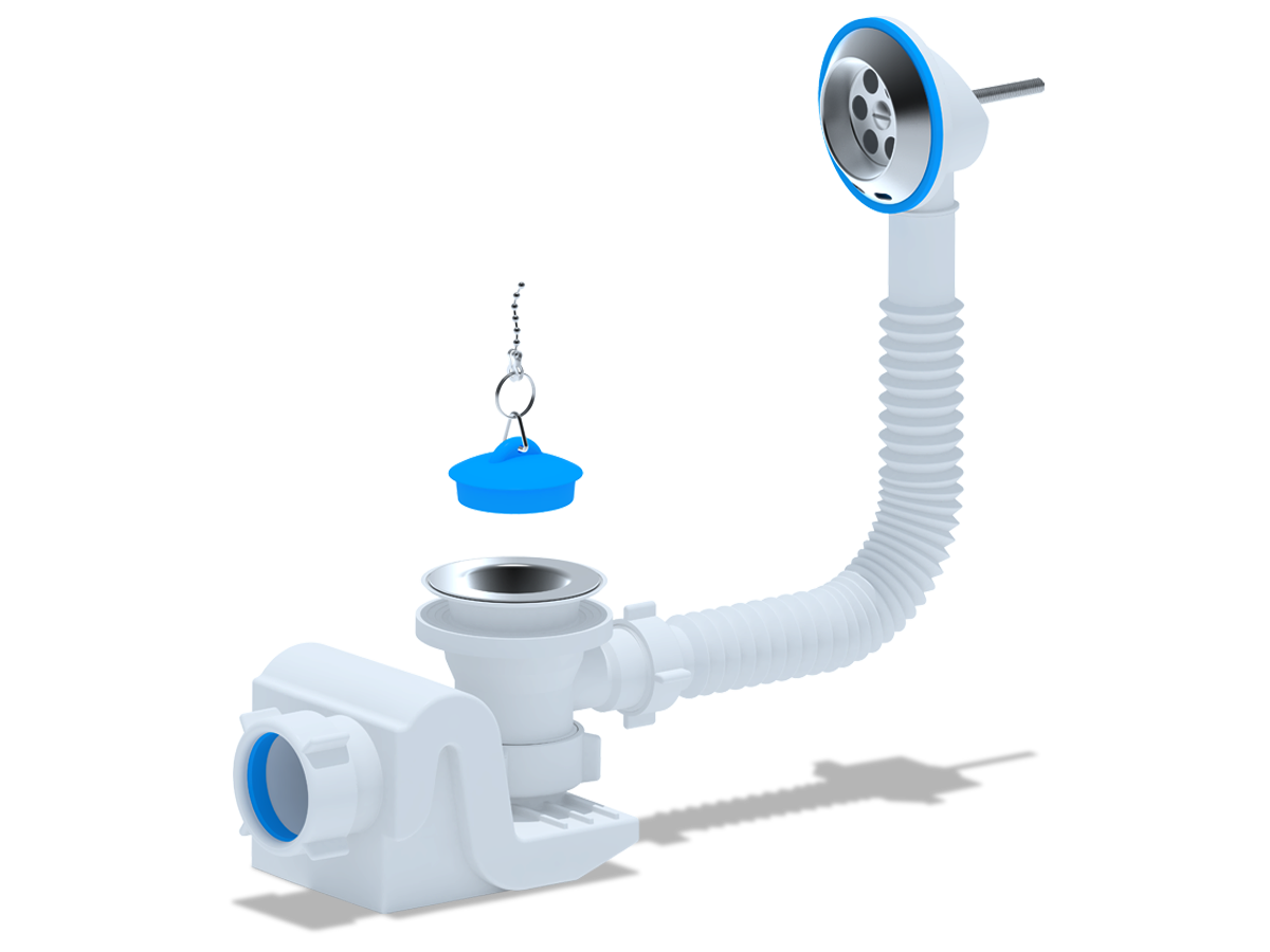 Сифон Ани "Бриг" для ванны с выпуском и переливом  1 1/2" , ANI PLAST