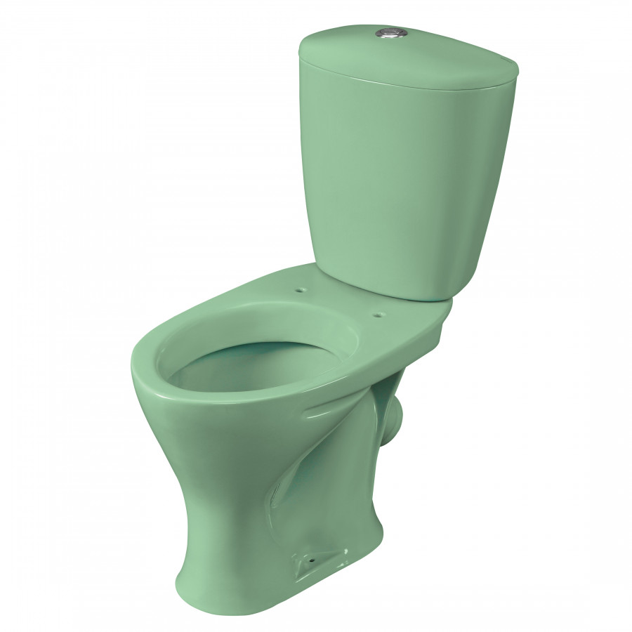 Унитаз-компакт "Версия" наклонный выпуск, с кнопочной арматурой и сиденьем, салатовый  SANTERI Унитаз-компакт "Версия" наклонный выпуск, с кнопочной арматурой и сиденьем, салатовый  SANTERI