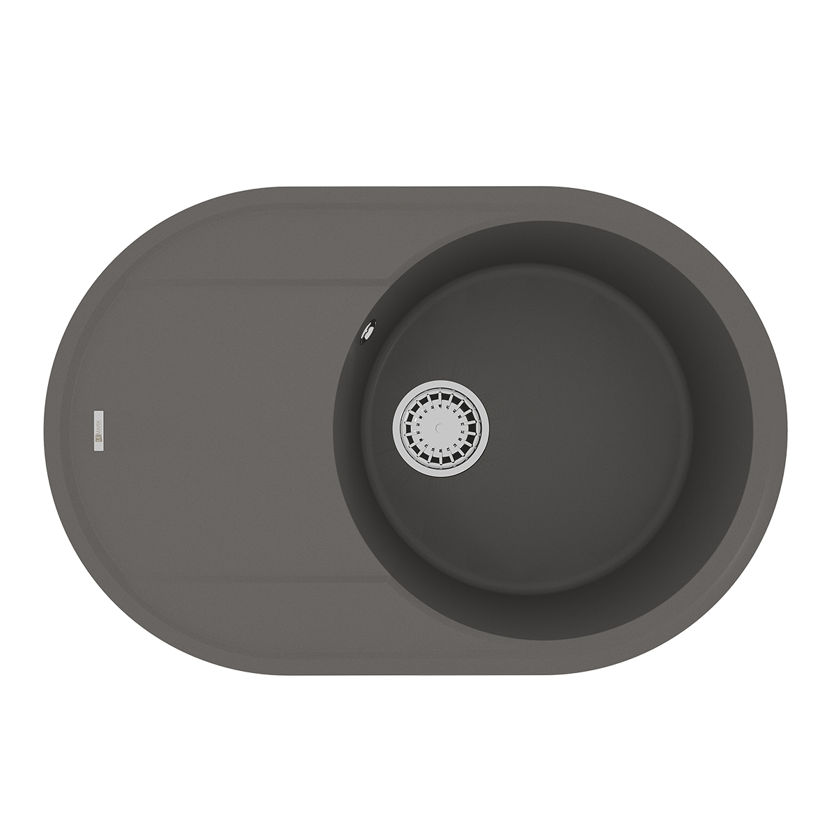 Кухонная мойка Lemark LACHA 760 врезная овальная с крылом из кварцгранита, Серый шёлк Кухонная мойка Lemark LACHA 760 врезная овальная с крылом из кварцгранита, Серый шёлк