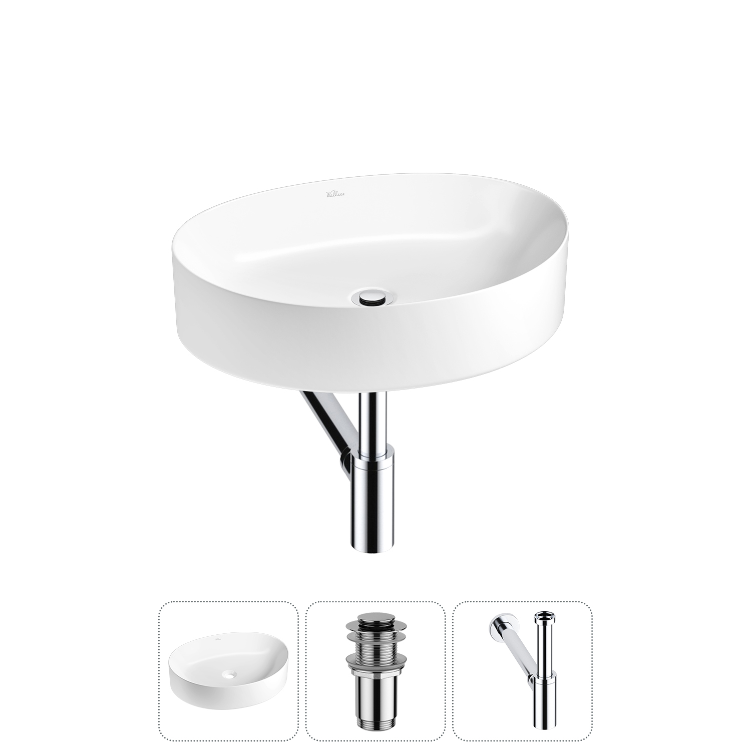 Накладная раковина для ванной комнаты Wellsee Belle Spa 2.0 20212581R в наборе 3 в 1: раковина белый