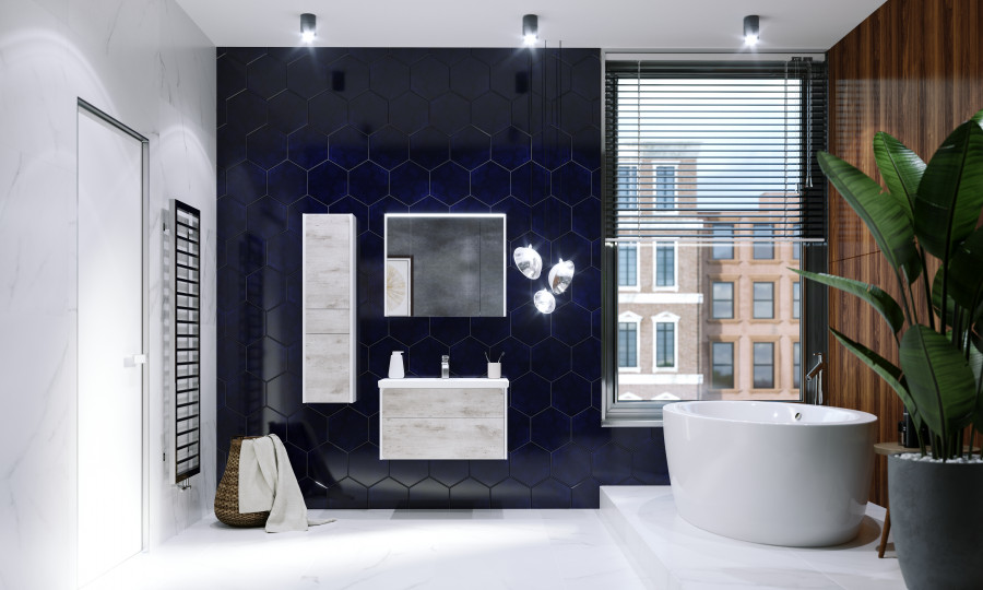 RONDA Тумба под раковину GAP 80, бетон/белый глянец, ROCA