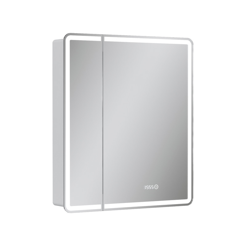 Зеркальный шкаф EQUIL Nice LED 70 с часами белый Зеркальный шкаф EQUIL Nice LED 70 с часами белый