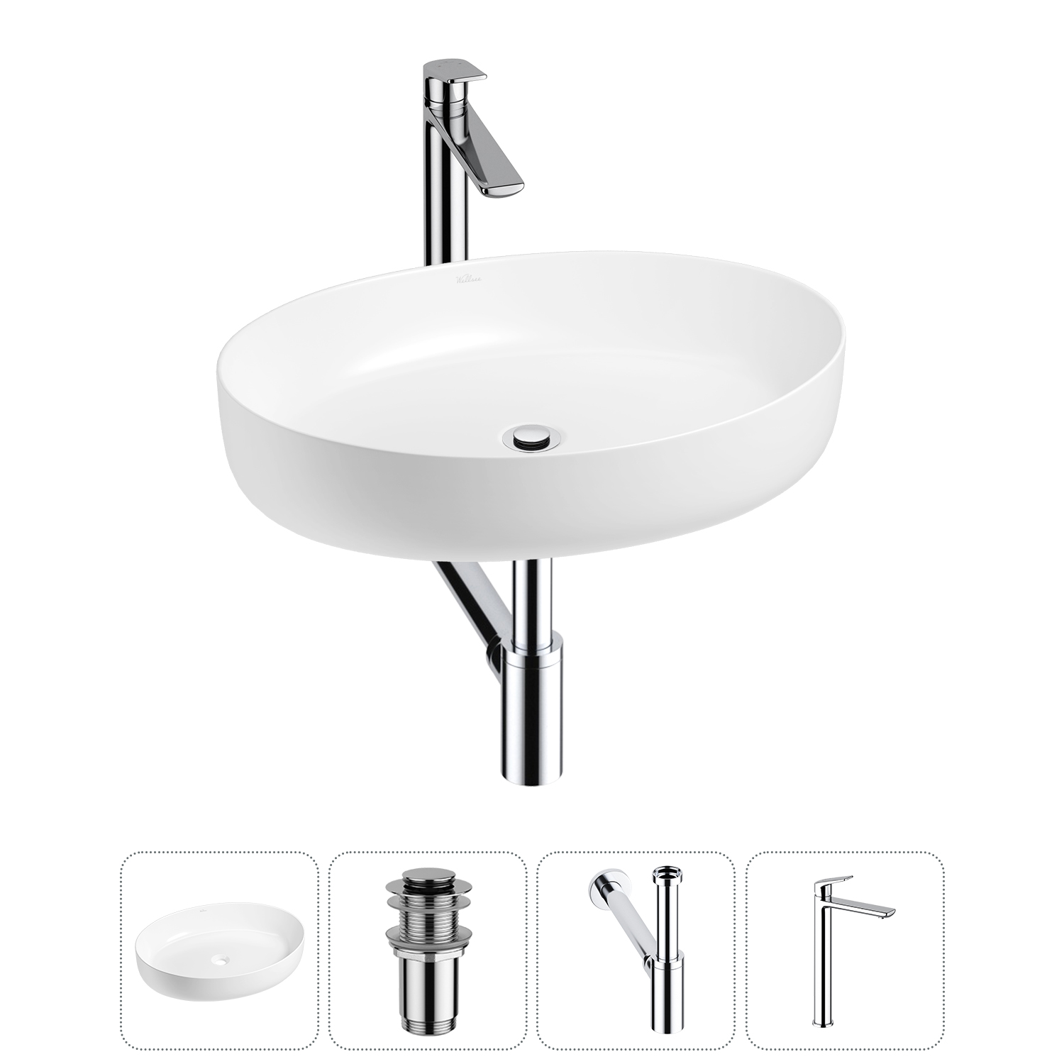 Накладная раковина для ванной комнаты Wellsee Belle Spa 3.0 20212669R в наборе 4 в 1: раковина белый