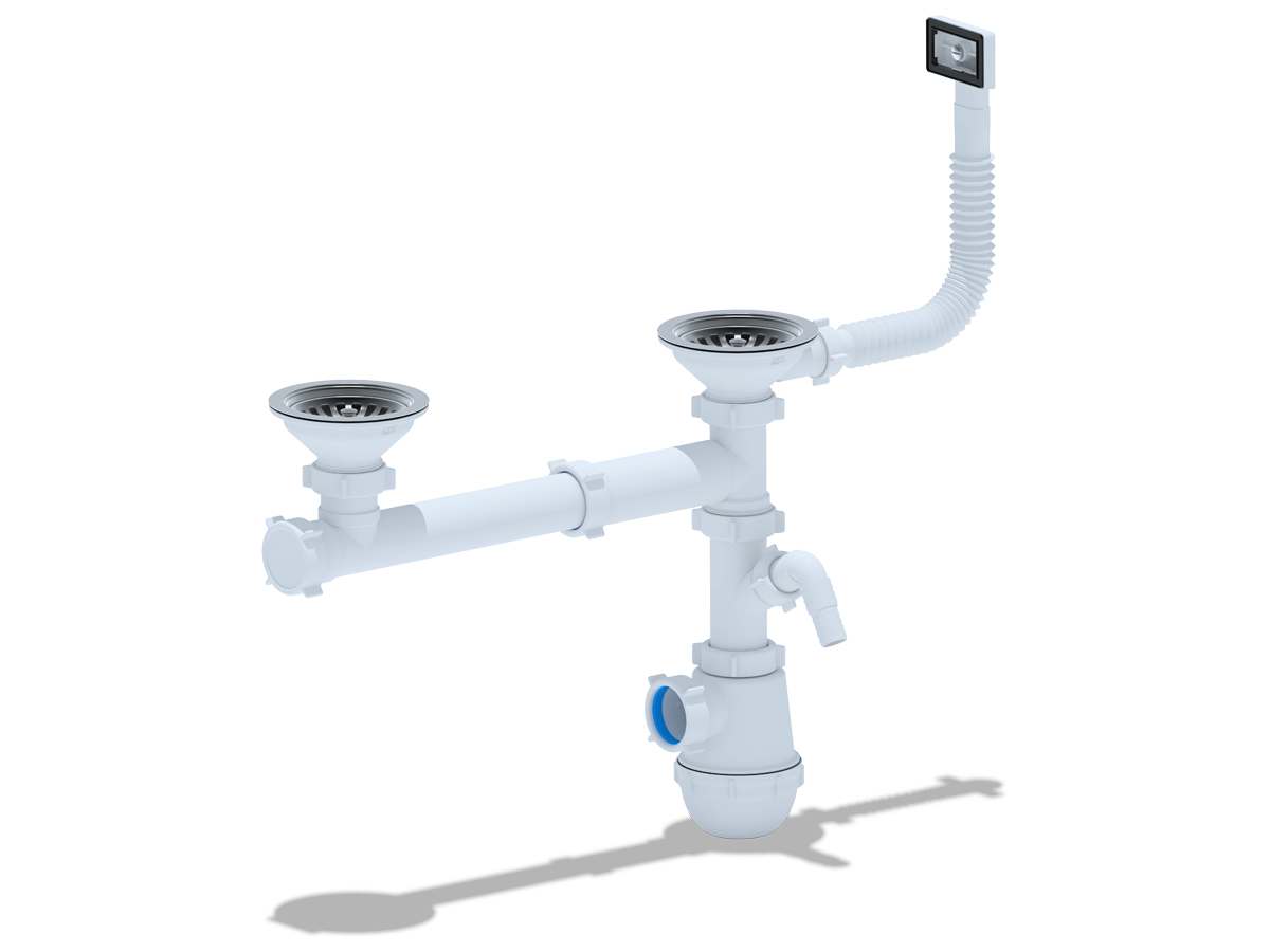 Cифон АНИ Грот  3 1/2*40 дв.одноур. смещ.с гибк. перел.и отв. с/м, ANI PLAST