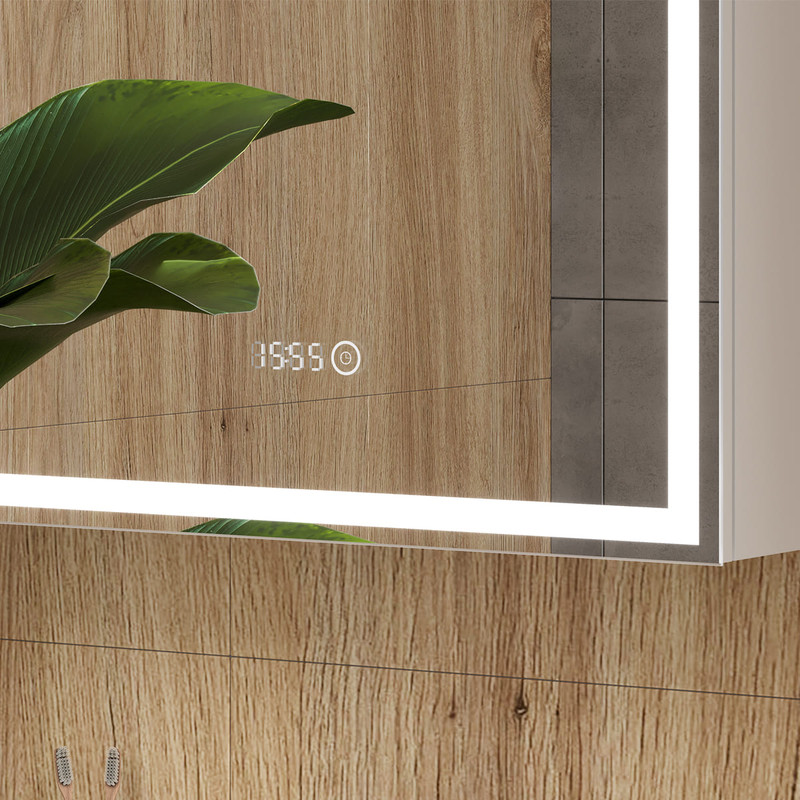 Зеркальный шкаф EQUIL Corner LED 60 с часами правый белый