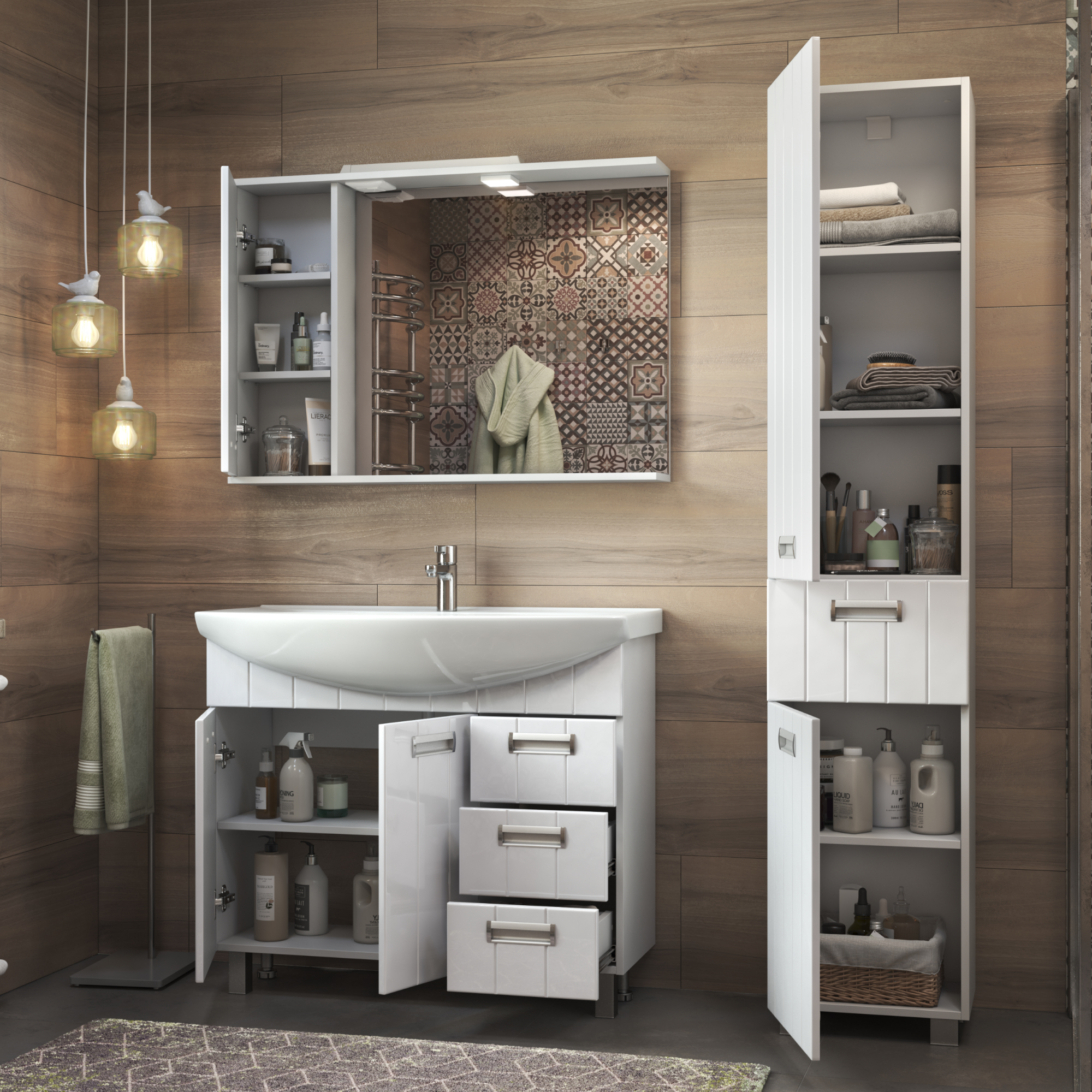 Зеркало со шкафом VIGO Diana 100 подвесное белый (z.DIA.100.L.El) Зеркало со шкафом VIGO Diana 100 подвесное белый (z.DIA.100.L.El)