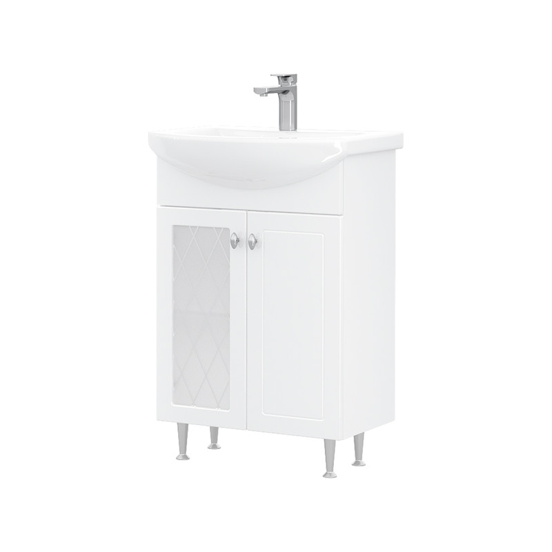 Тумба Milena 55, напольная, 2 дв., белая (под раковину Балтика 55), VOLNA