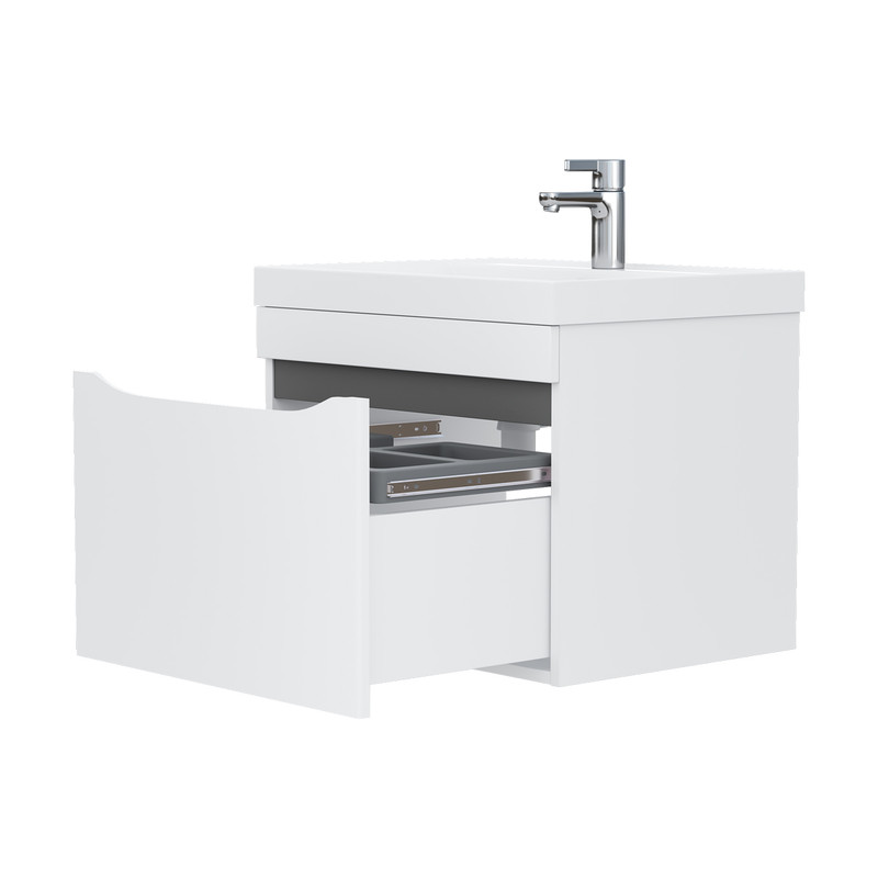 Тумба Prime 60, подвесная, 1 ящ., белый/темно-серый (под раковину 78857(60), VOLNA
