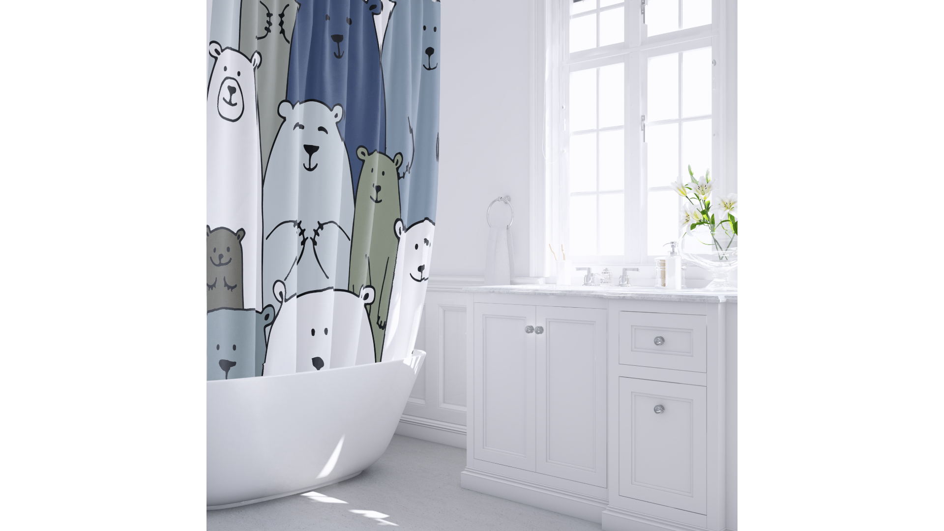 Шторка для ванной Fixsen Bear  FX-2503, без колец