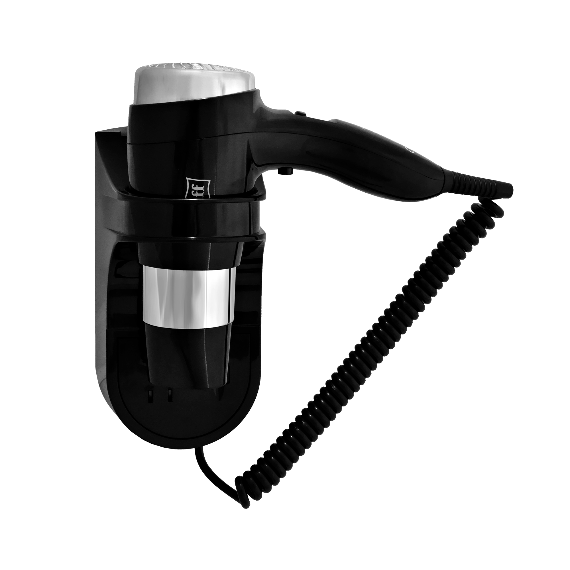 Фен для волос настенный PUFF-1600ВlB черный, с розеткой, 1,6 кВт (0405.013)