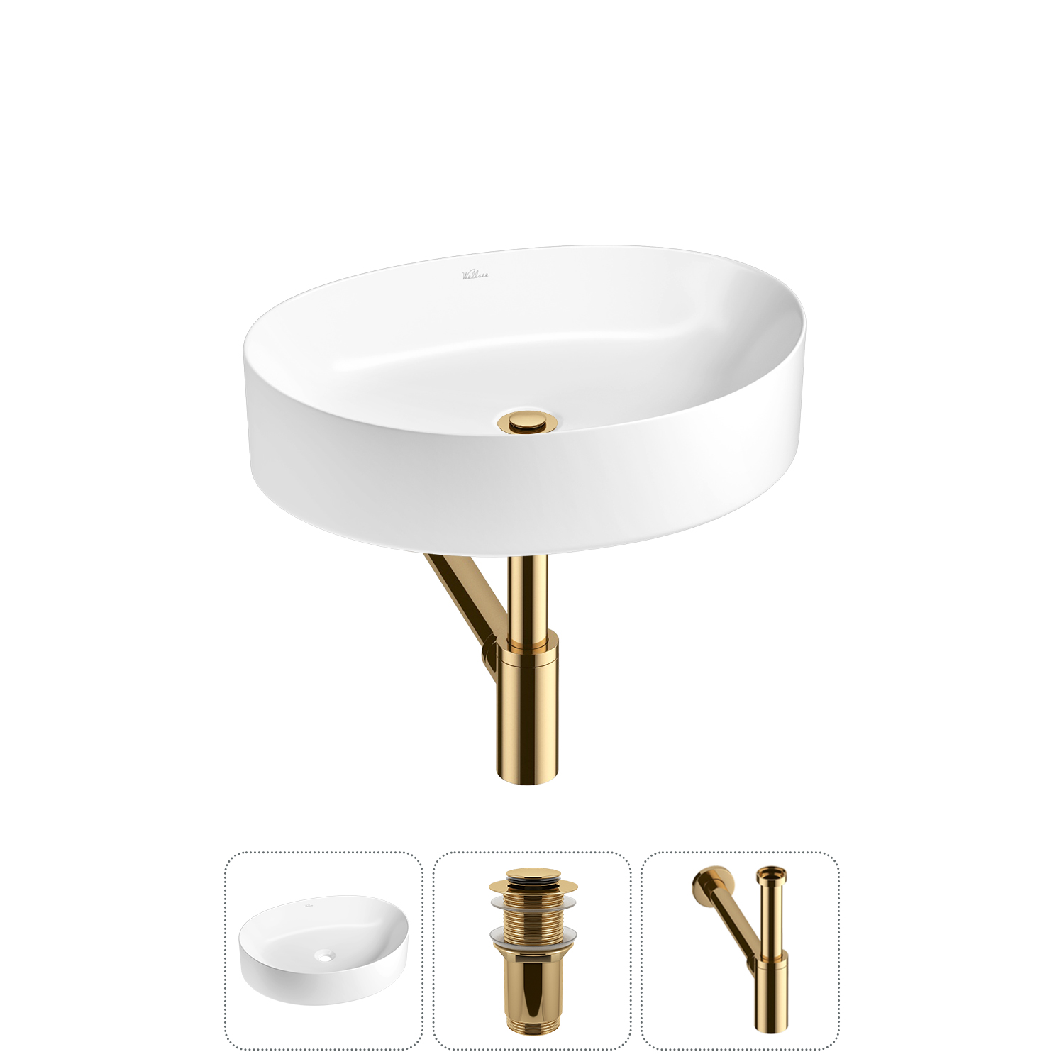 Накладная раковина для ванной комнаты Wellsee Belle Spa 2.0 20212583R в наборе 3 в 1: раковина белый