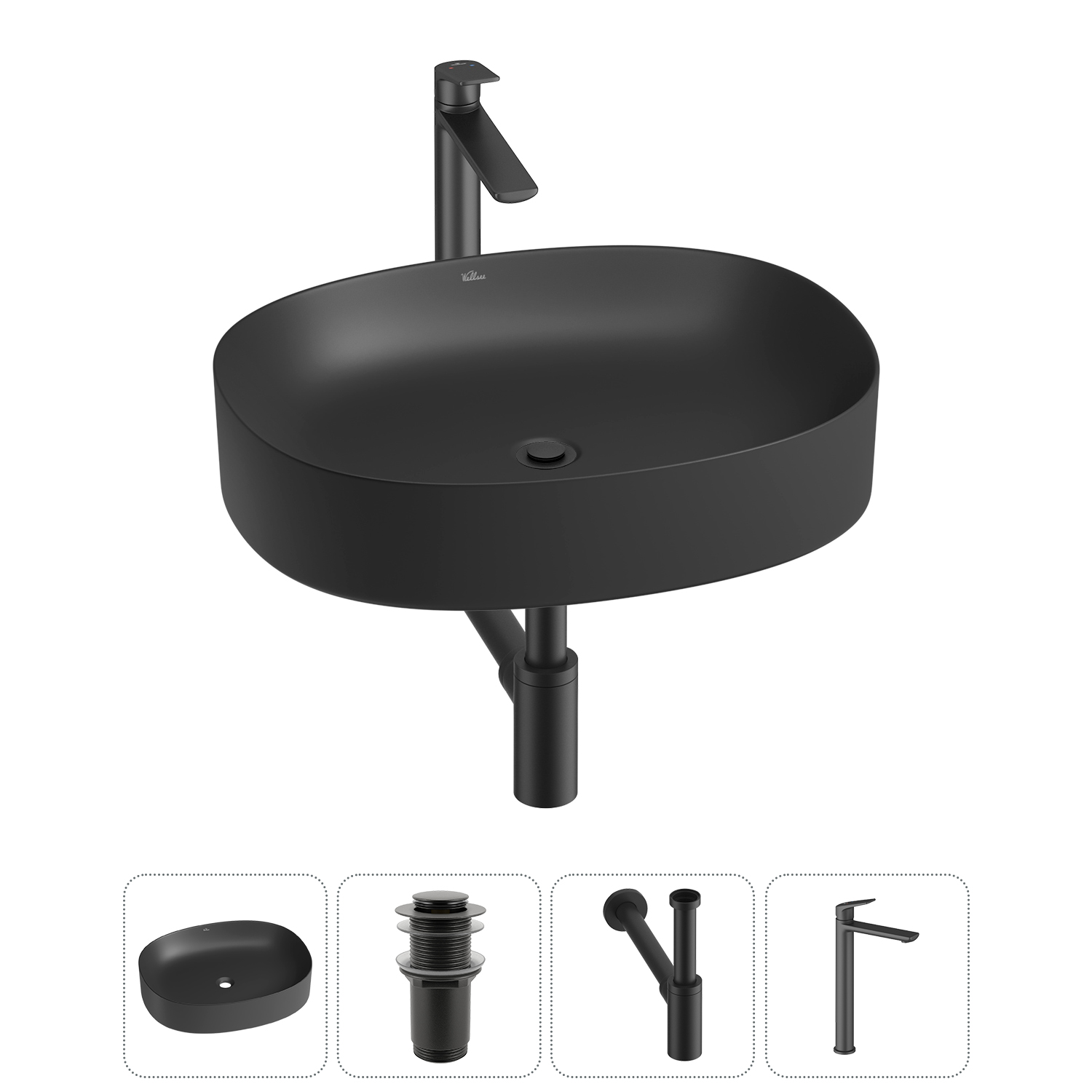 Накладная раковина для ванной комнаты Wellsee Belle Spa 2.0 20212572R в наборе 4 в 1: раковина матов