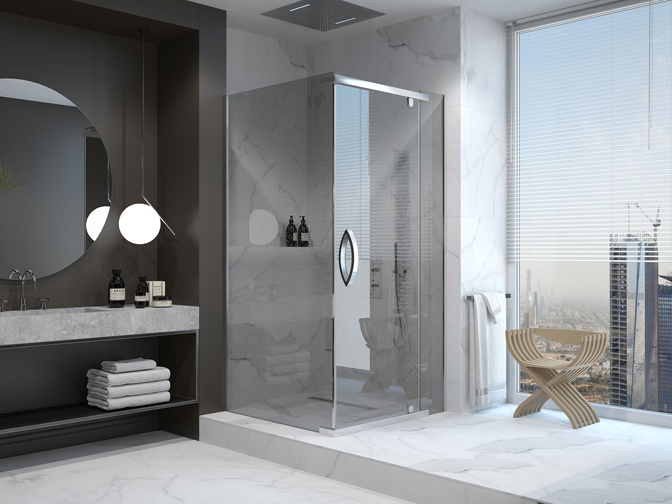 Душевой уголок ALEX BAITLER 2 серия AB244-120 тонированное стекло