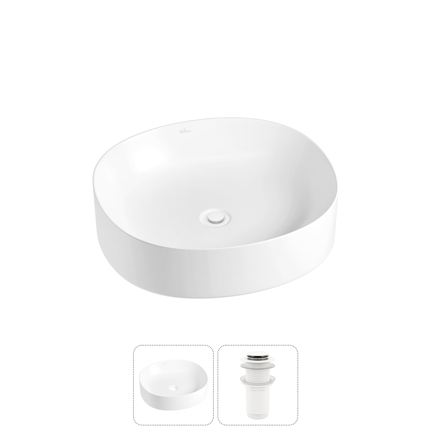 Накладная раковина для ванной комнаты Wellsee Belle Spa 2.0 20212524R в наборе 2 в 1: раковина белый