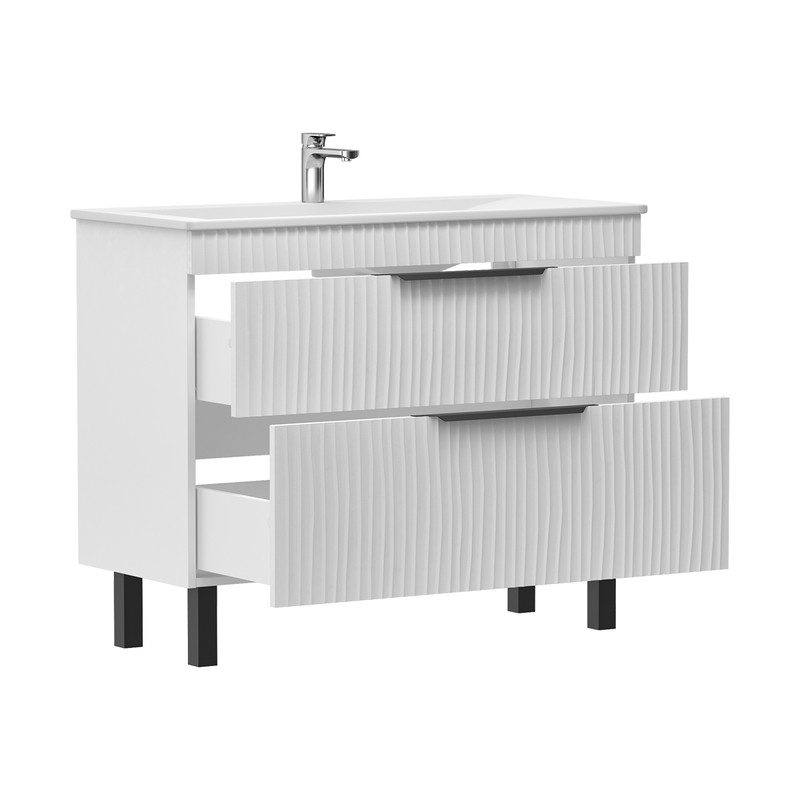 Тумба Lotti 100, напольная 2 ящ., белая (под раковину Pulsus 100), VOLNA