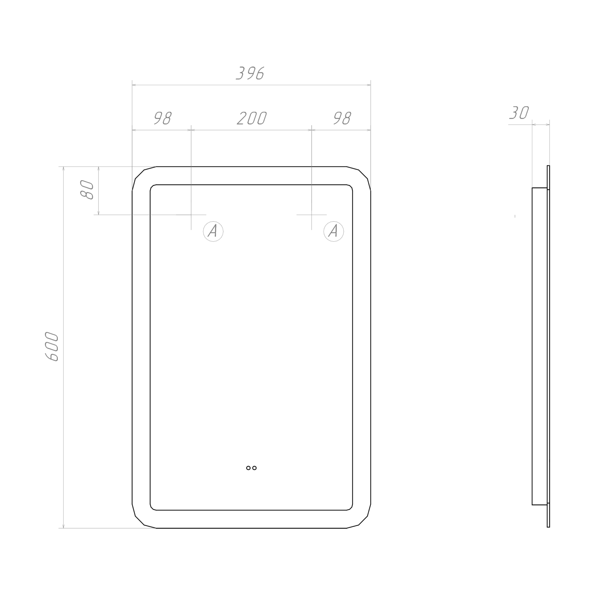 Зеркало с подсветкой VIGO Wing Classic 400 Зеркало с подсветкой VIGO Wing Classic 400