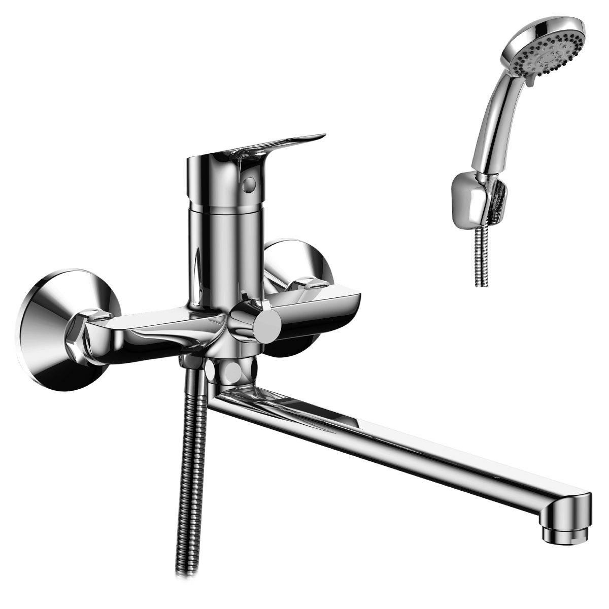 RS29 Смеситель для ванны, плоск.пов.излив 350мм, р/ОД, хром, ROS, RS29-33