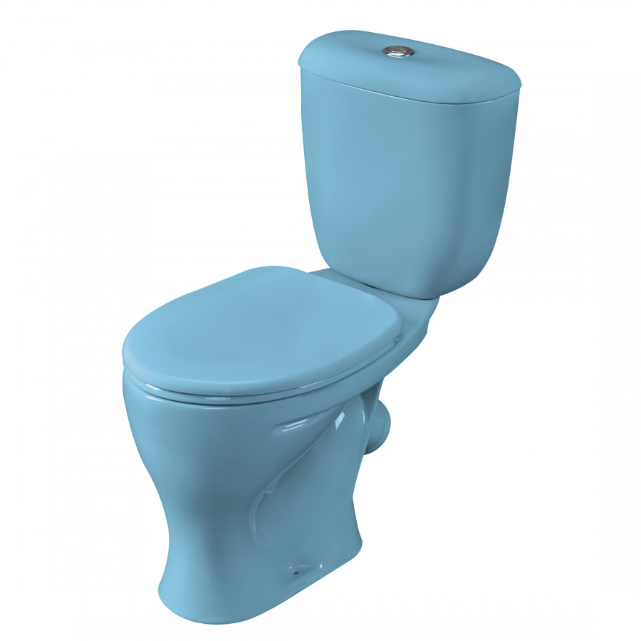 Унитаз-компакт "Воротынский" косой выпуск, ниж. под., с кнопочной арматурой и сиденьем, голубой  С Унитаз-компакт "Воротынский" косой выпуск, ниж. под., с кнопочной арматурой и сиденьем, голубой  С