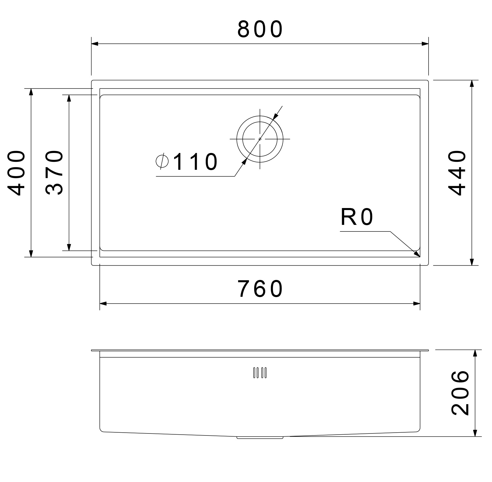 Rivelato Rinox 8044 UN Мойка нерж.сталь 1 чаши 800*440*200 в комплекте (доска, коландер, рол мат) арт.8044 UN  купить оптом и для комплектации объектов в компании «Лаваль».