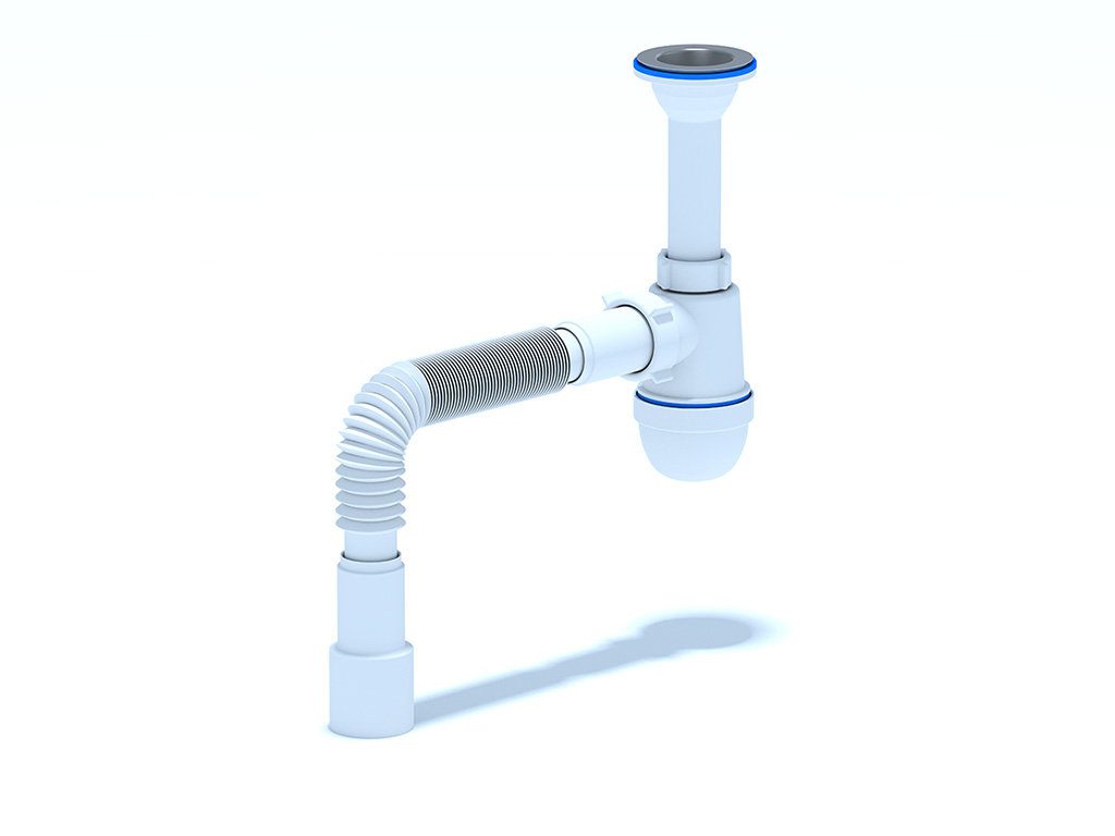 Сифон для мойки АНИ Пласт C0515 1 1/2 дюйма 40 с литым выпуском и гибкой трубой 40х40/50