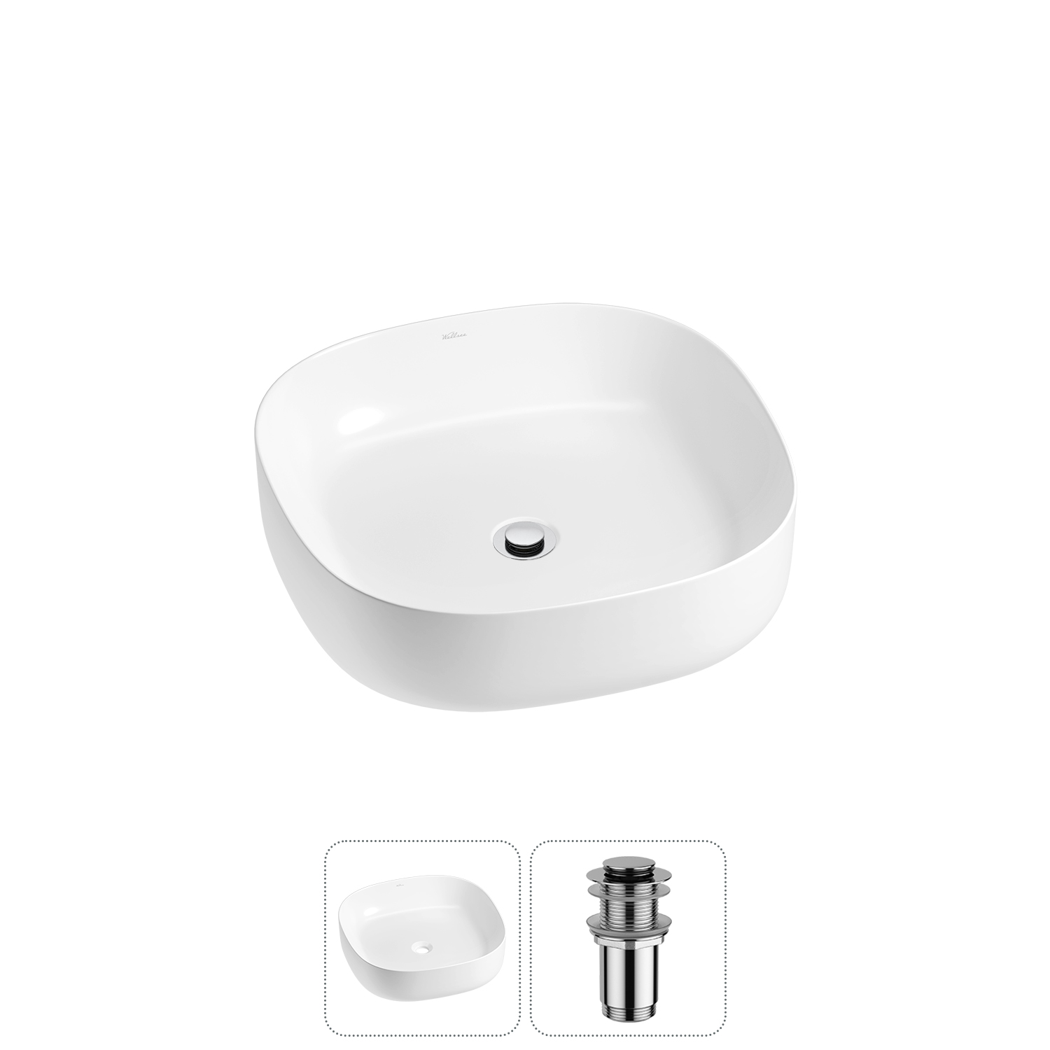Накладная раковина для ванной комнаты Wellsee Belle Spa 3.0 20212689R в наборе 2 в 1: раковина белый