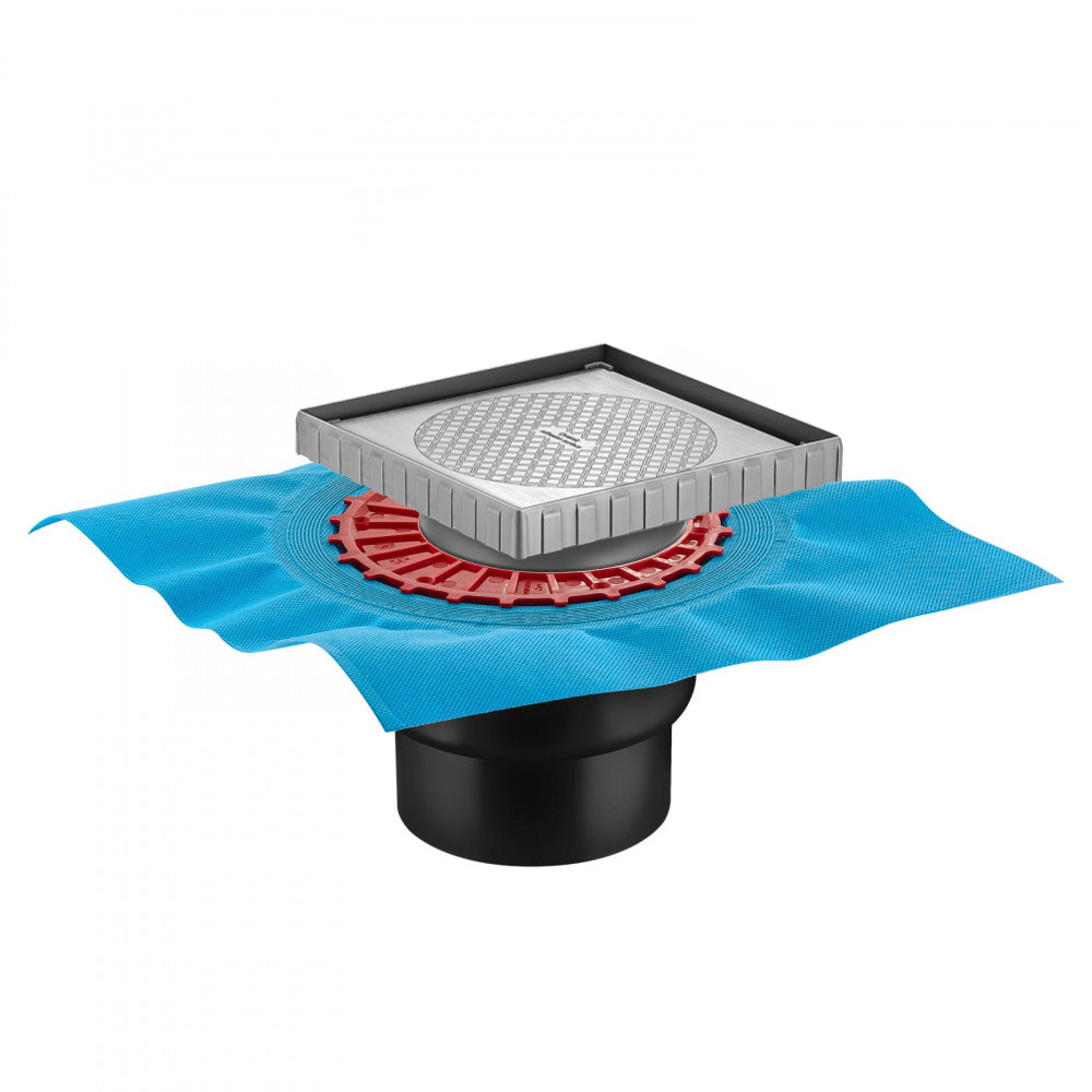 Трап водосток напольный ZENTRUM Keramik 150х150 под плитку, без обрамления, выпуск D50/75/110 H74 ве