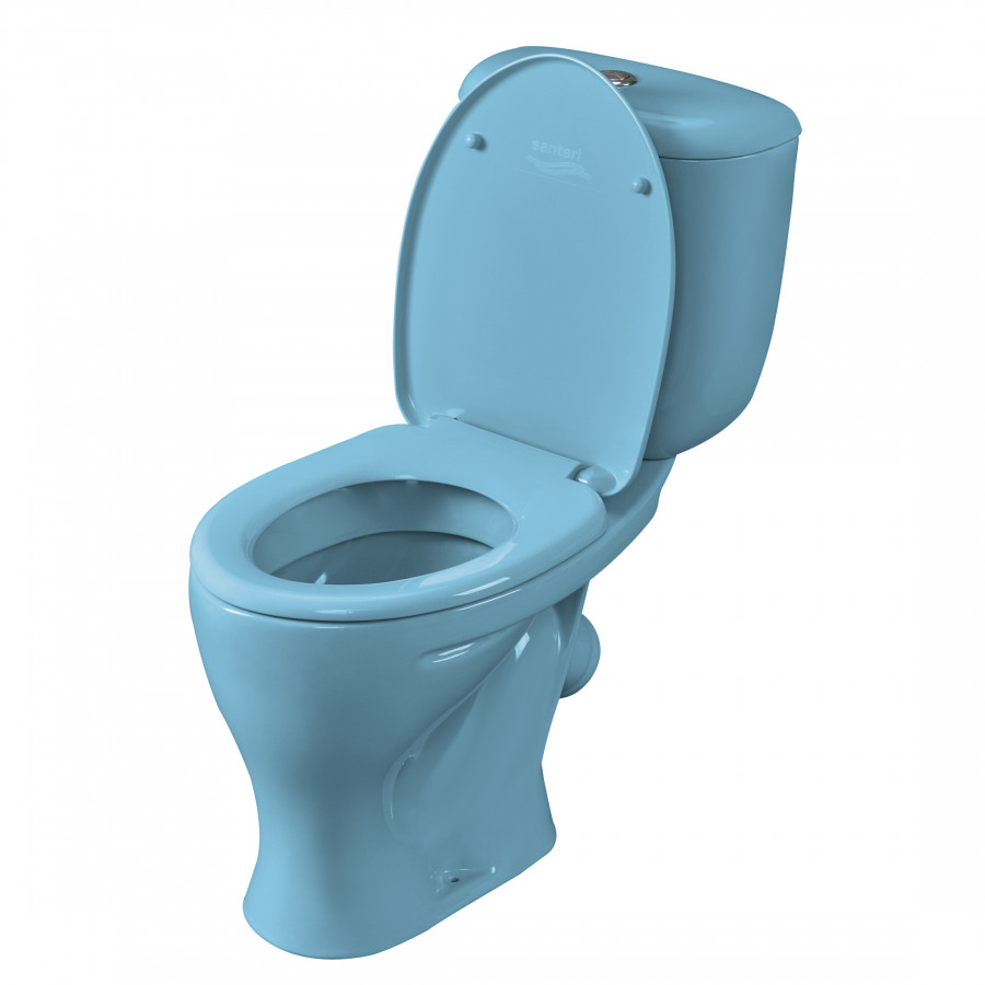 Унитаз-компакт "Воротынский" косой выпуск, ниж. под., с кнопочной арматурой и сиденьем, голубой  С Унитаз-компакт "Воротынский" косой выпуск, ниж. под., с кнопочной арматурой и сиденьем, голубой  С