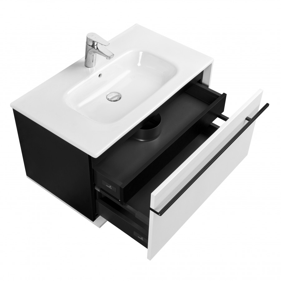 ANETO Тумба под раковину VICTORIA-N UNIK 80, белый глянец, ROCA