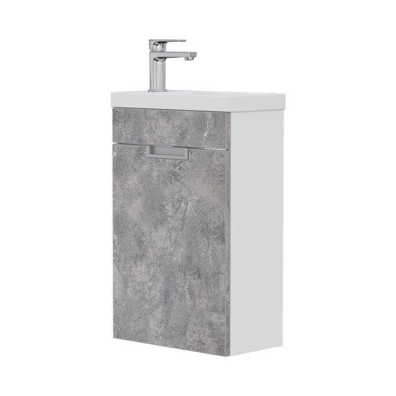 Тумба Vario 40, напольная, 2 дв., цемент/белый (под раковину Миранда 40), VOLNA