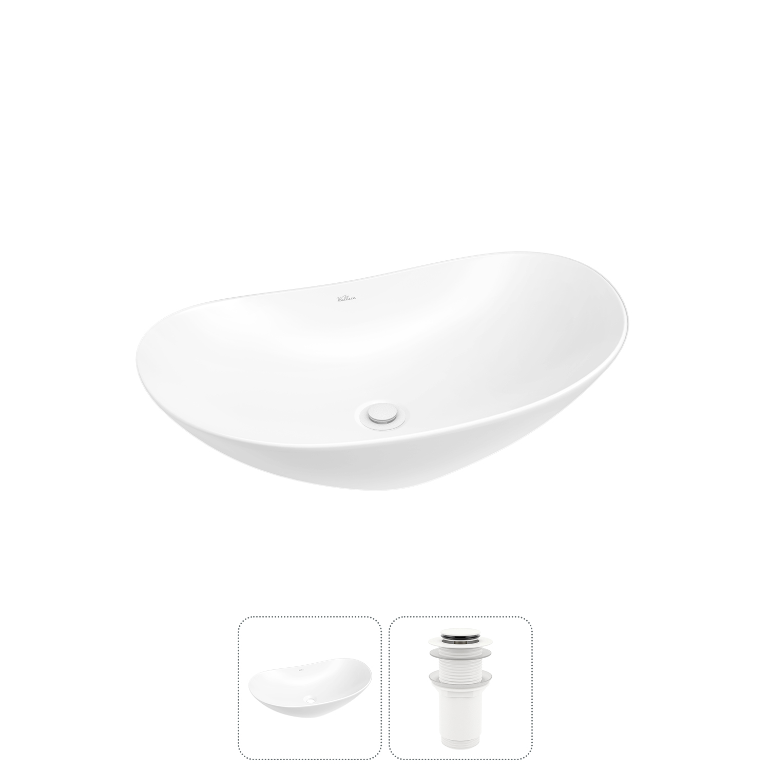 Накладная раковина для ванной комнаты Wellsee Carefree Dove 20212284R в наборе 2 в 1: раковина белый