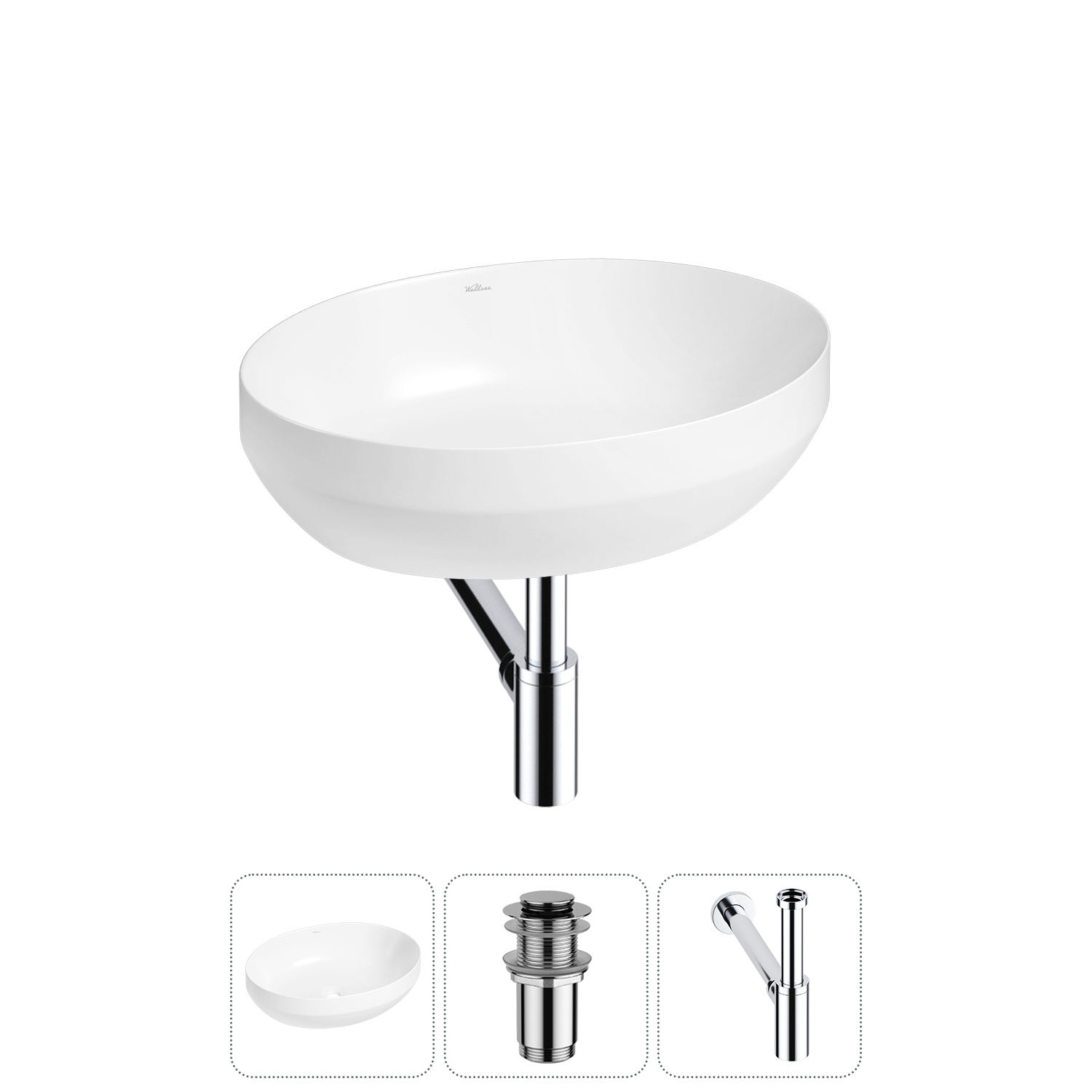 Накладная раковина для ванной комнаты Wellsee Air Gap R 20212393R в наборе 3 в 1: раковина белый гля